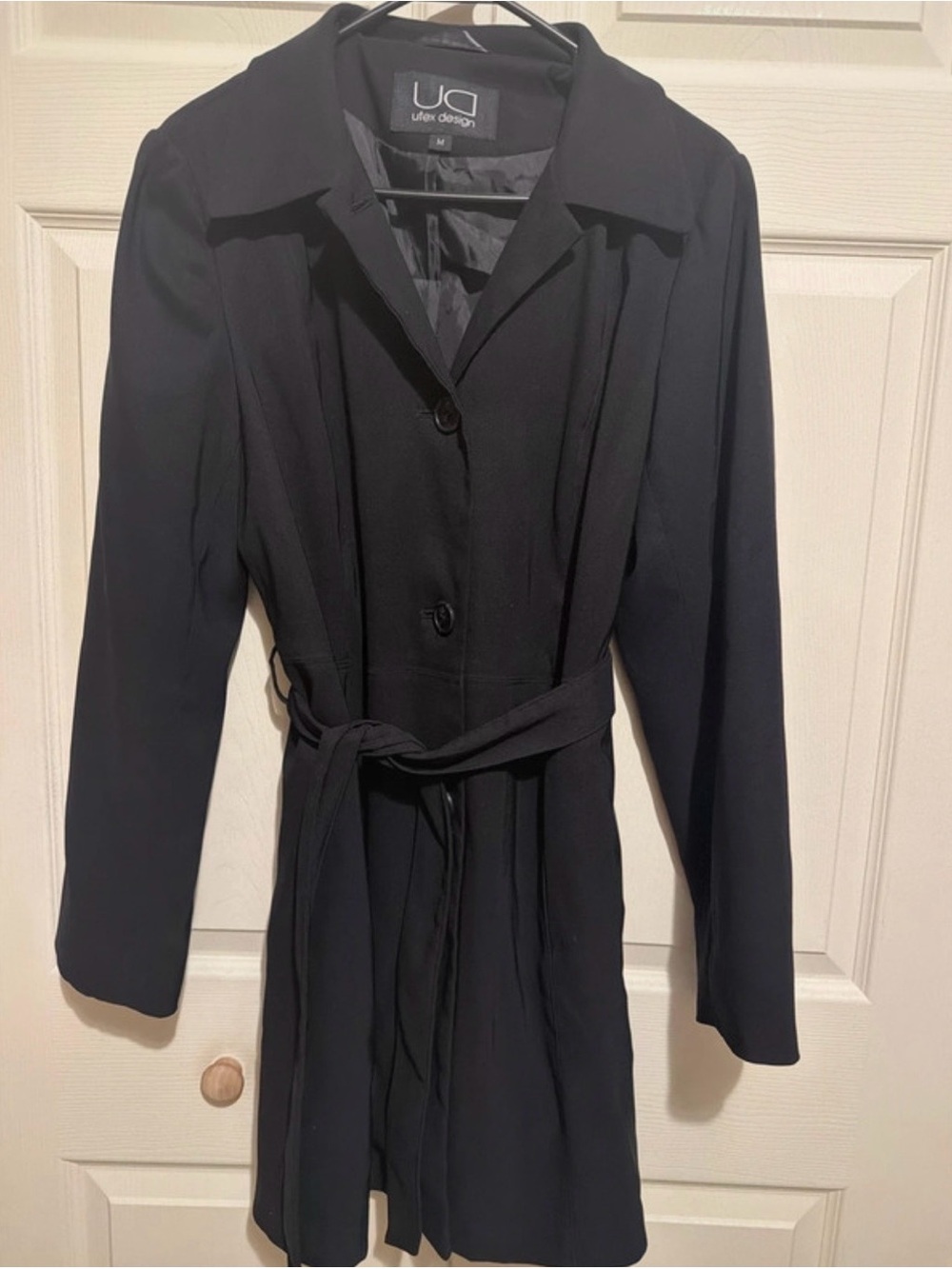 Utex Black Belted Trench Coat